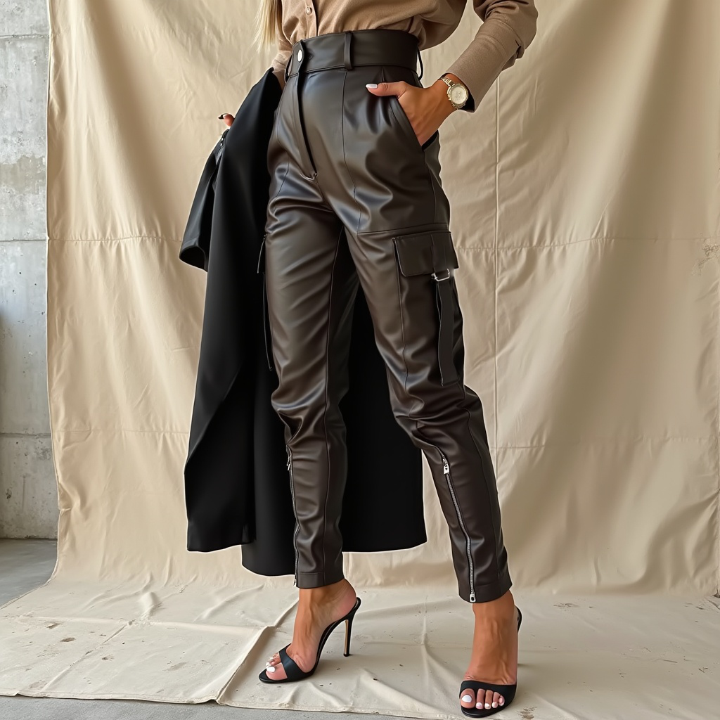 Isabelle | Hoge Taille Vegan Leren Broek