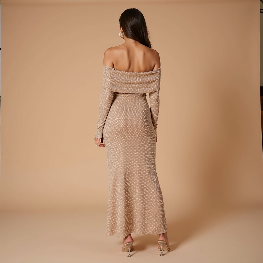 Manon | Off-Shoulder Diamante Jurk