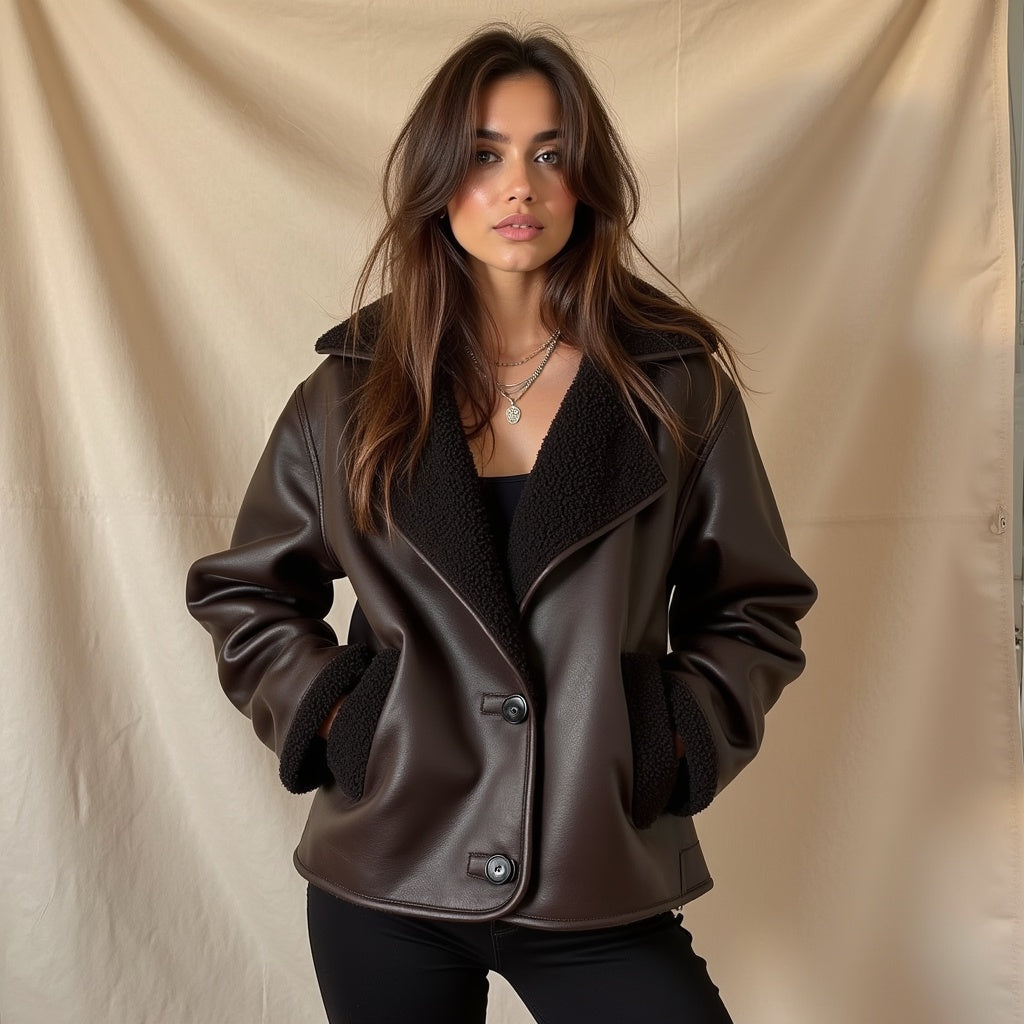 Astrid | Bruine Leren Jas