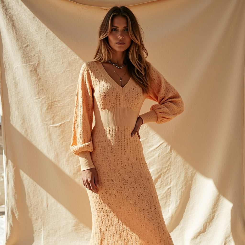 Justine | V-Hals Katoenen Jurk