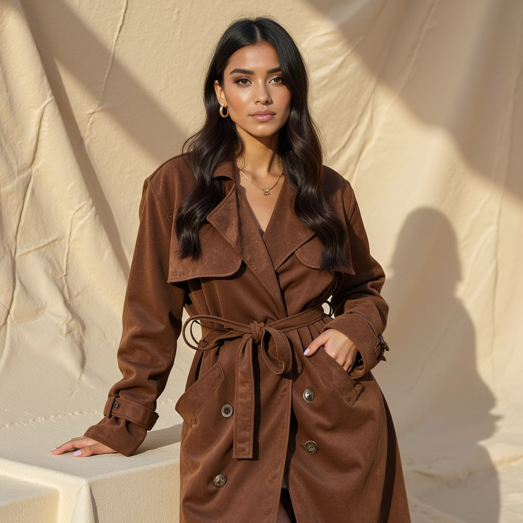 Beline | Kunstsuède trenchcoat