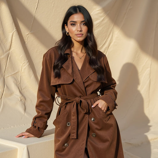 Beline | Kunstsuède trenchcoat