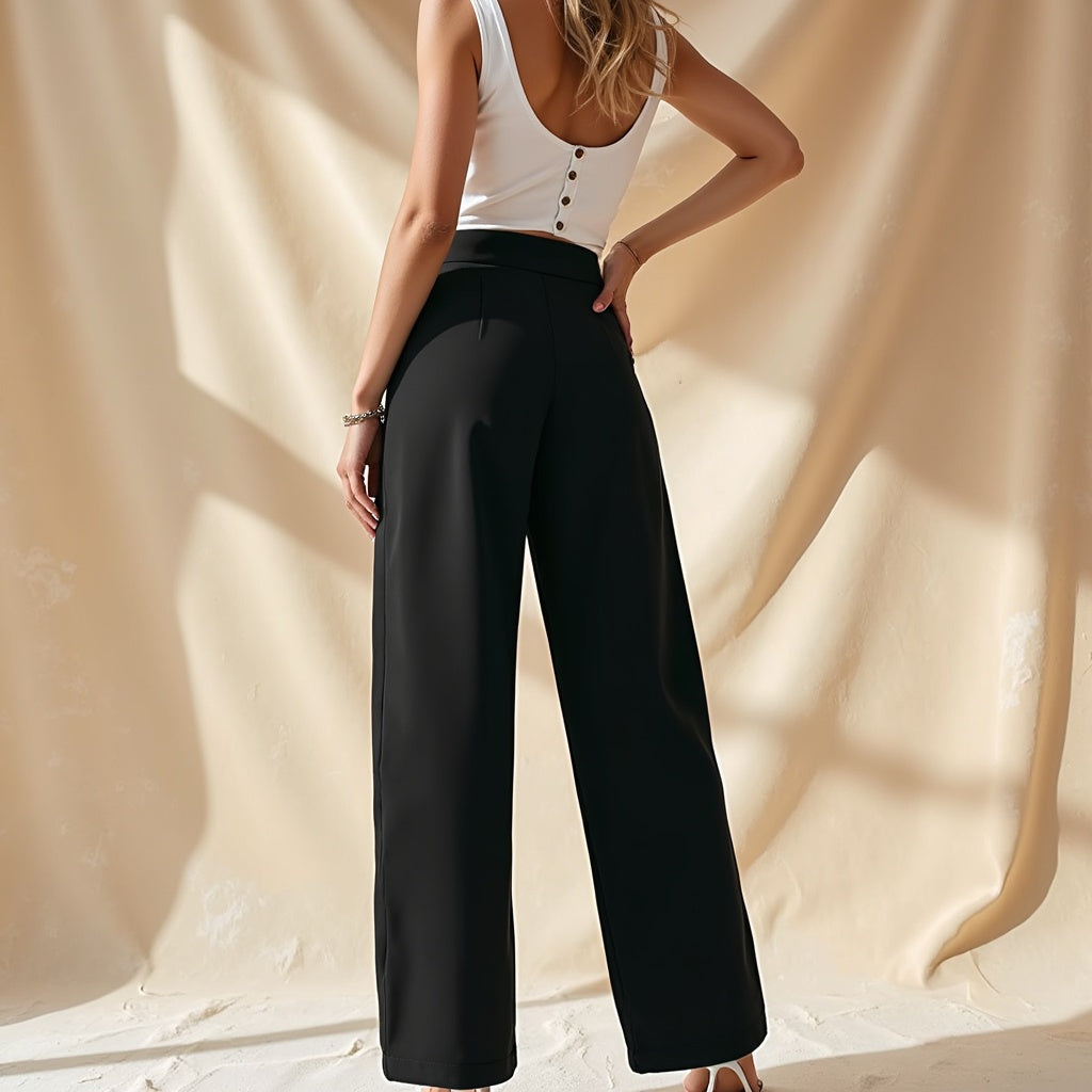 Hélène | Hoge Taille Broek Met Zakken