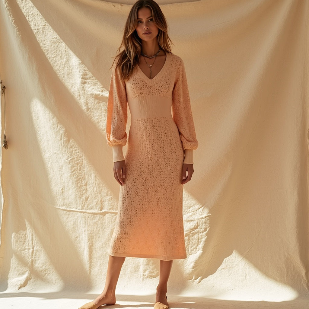 Justine | V-Hals Katoenen Jurk