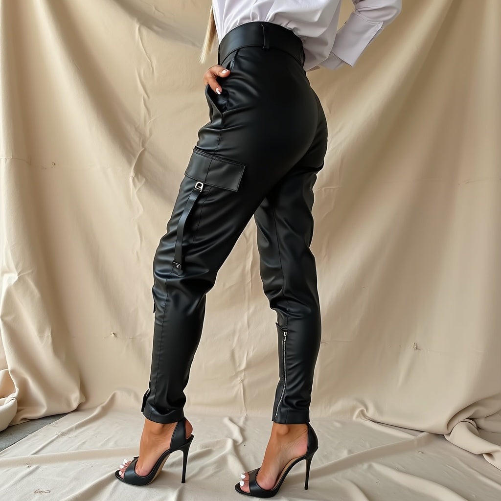 Isabelle | Hoge Taille Vegan Leren Broek